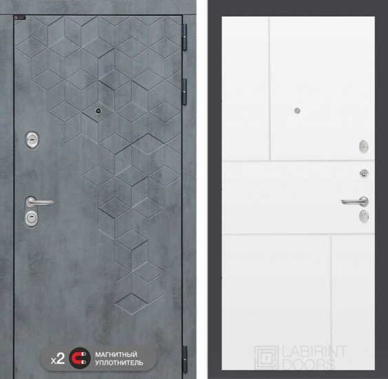 Входная дверь Бетон 21 - Белый софт